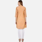 Women Orange Solid A-Line Cotton Kurta