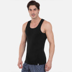 Men Black Solid Racer Back Innerwear Vest