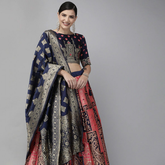 http://35.154.202.155/products/pink-navy-blue-woven-design-semi-stitched-lehenga-unstitched-blouse-with-dupatta